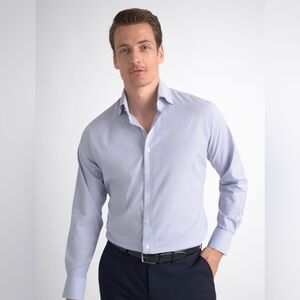 Men's Blue and White Check Performance
Blend Shirt by Proper Cloth